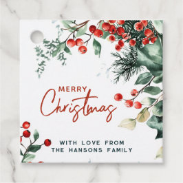 Elegant Winter Greenery Frohe Weihnachten Geschenkanhänger