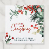 Elegant Winter Greenery Frohe Weihnachten Geschenkanhänger (Rückseite)