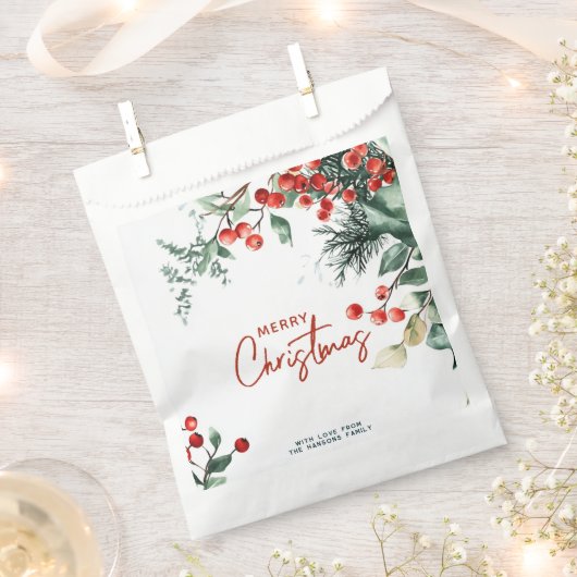 Elegant Winter Greenery Frohe Weihnachten Geschenktütchen (Ausgeschnitten)