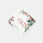 Elegant Winter Greenery Frohe Weihnachten Serviette (Ecke)