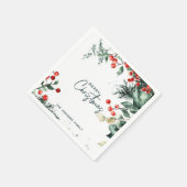 Elegant Winter Greenery Frohe Weihnachten Serviette (Ecke)