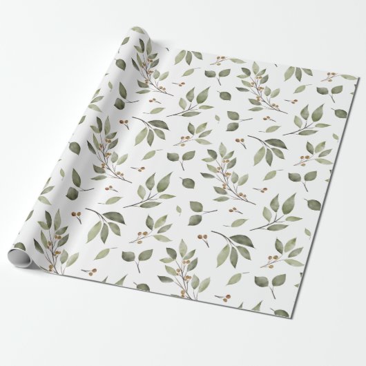 Elegant Winter Greenery Holiday Geschenkpapier (Ungerollt)