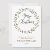Elegant Winter Greenery Kreath Fotograf Feiertagskarte (Vorderseite)