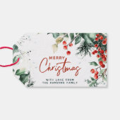 Elegant Winter Greenery Merry Christmas Custom Geschenkanhänger (Rückseite Horizontal)