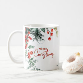 Elegant Winter Greenery Merry Christmas Custom Kaffeetasse