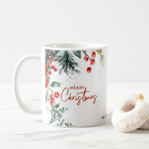 Elegant Winter Greenery Merry Christmas Custom Kaffeetasse
