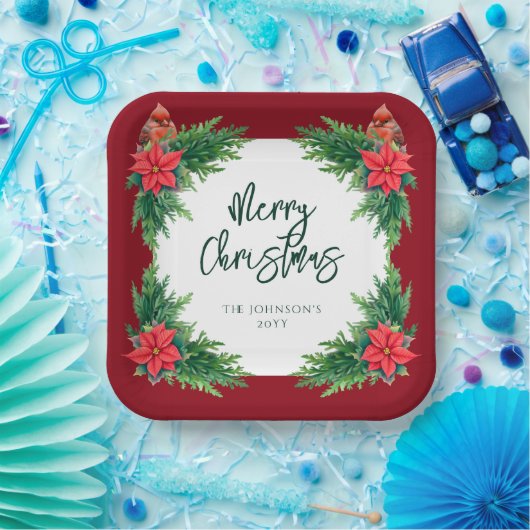 Elegant Winter Greenery Pappteller (Party)