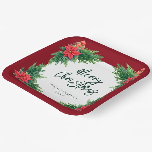 Elegant Winter Greenery Pappteller (Gewinkelt)