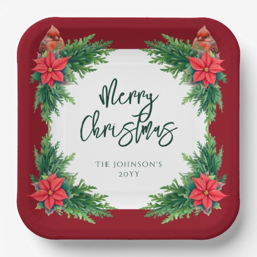 Elegant Winter Greenery Pappteller (Vorderseite)