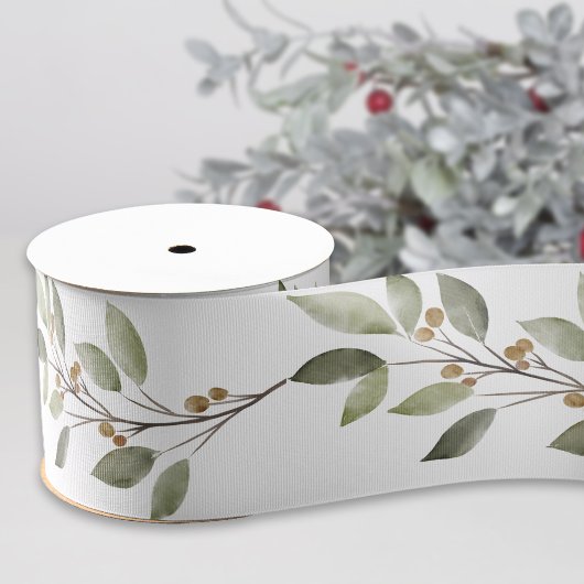 Elegant Winter Greenery Ripsband