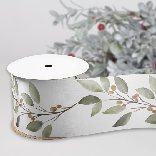 Elegant Winter Greenery Satinband
