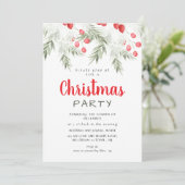 Elegant Winter Greenery Watercolor Christmas Party Einladung (Stehend Vorderseite)