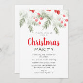 Elegant Winter Greenery Watercolor Christmas Party Einladung (Vorne/Hinten)