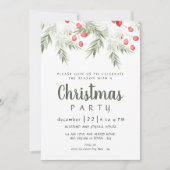 Elegant Winter Greenery Watercolor Christmas Party Einladung (Vorderseite)