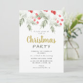 Elegant Winter Greenery Watercolor Christmas Party Einladung (Stehend Vorderseite)