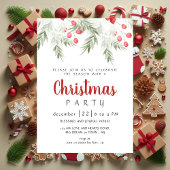 Elegant Winter Greenery Watercolor Christmas Party Einladung