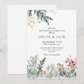 Elegant Winter Greenery Wedding Einladung (Vorne/Hinten)
