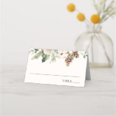 Elegant Winter Greenery Weihnachtsnamen Platzkarte (Vorderseite)