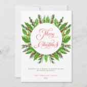 Elegant Winter Greenery Wreath Frohe Weihnachten (Vorderseite)