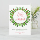 Elegant Winter Greenery Wreath Frohe Weihnachten (Stehend Vorderseite)