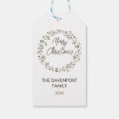 Elegant Winter Greenery Wreath Geschenkanhänger (Rückseite)