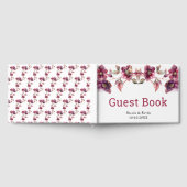 Elegant Winter Hellebore Floral Burgundy Wedding Gästebuch (Voll)