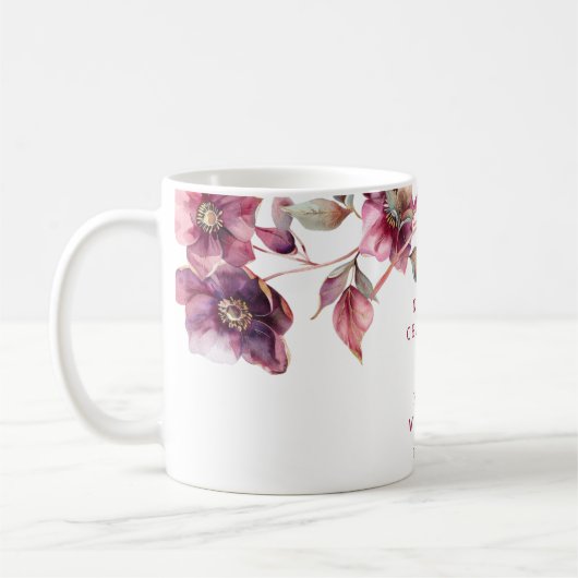 Elegant Winter Hellebore Floral Burgundy Wedding Kaffeetasse (Links)