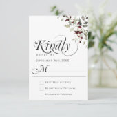 Elegant Winter Holly Calligraphy Script Wedding RSVP Karte (Stehend Vorderseite)