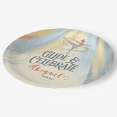 Elegant Winter Ice Skating Birthday Invitation  Pappteller (Schrägansicht)