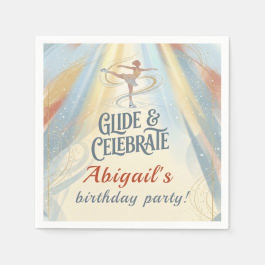 Elegant Winter Ice Skating Birthday Invitation Serviette (Vorderseite)