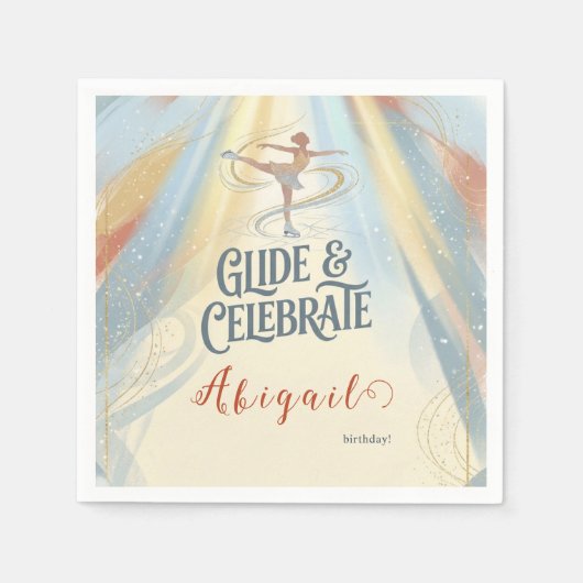 Elegant Winter Ice Skating Birthday Invitation  Serviette (Vorderseite)