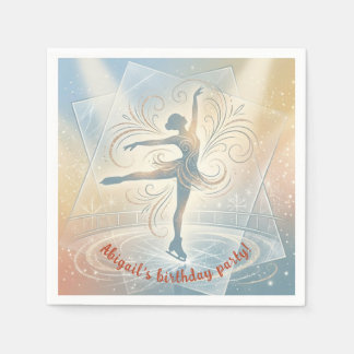 Elegant Winter Ice Skating Birthday  Serviette