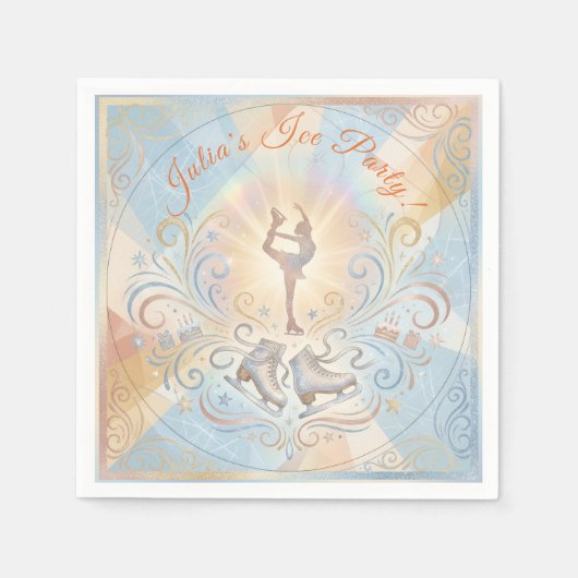 Elegant Winter Ice Skating Birthday  Serviette (Vorderseite)