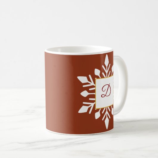 Elegant Winter Monogram Kaffeetasse (VorderseiteRechts)