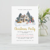 Elegant Winter Nostalgic Vintage Christmas Party Einladung (Stehend Vorderseite)