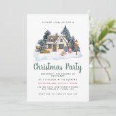 Elegant Winter Nostalgic Vintage Christmas Party Einladung (Stehend Vorderseite)
