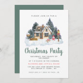 Elegant Winter Nostalgic Vintage Christmas Party Einladung (Vorne/Hinten)