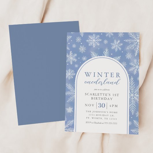 Elegant Winter Onederland Erster Geburtstag Einladung