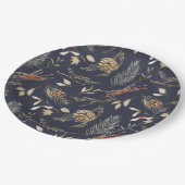 Elegant Winter Paper Plates with Pinecones Pappteller (Schrägansicht)