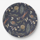 Elegant Winter Paper Plates with Pinecones Pappteller (Vorderseite)