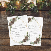 Elegant Winter Pine Cone Grüne Hochzeit RSVP Karte