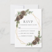 Elegant Winter Pine Cone Grüne Hochzeit RSVP Karte (Vorderseite)