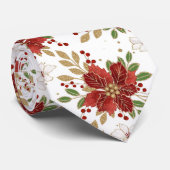 Elegant Winter Poinsettia Floral Pattern Krawatte (Gerollt)