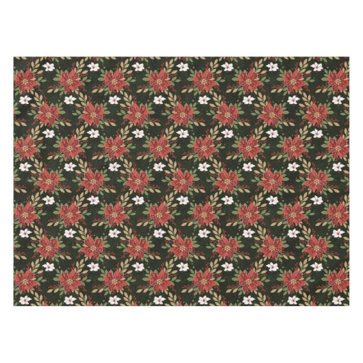 Elegant Winter Poinsettia on Dark Background Tischdecke (Vorderseite (Horizontal))