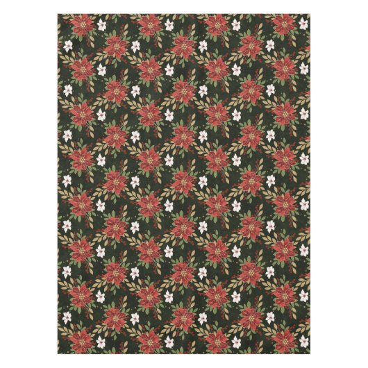 Elegant Winter Poinsettia on Dark Background Tischdecke (Vorderseite)