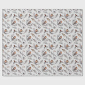 Elegant Winter Robin Bird Weihnachtsgeschenk Geschenkpapier (Flach)