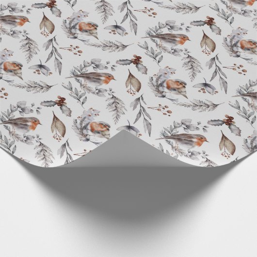Elegant Winter Robin Bird Weihnachtsgeschenk Geschenkpapier (Ecke)