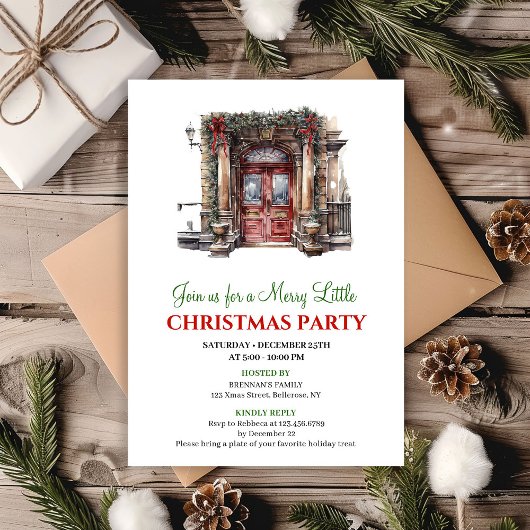 Elegant Winter scene Christmas party invitation Einladung