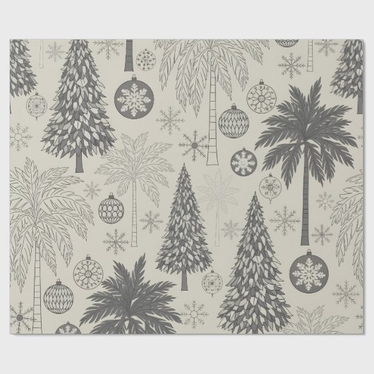 Elegant Winter Snowflake Monochromatic Christmas Geschenkpapier (Flach)