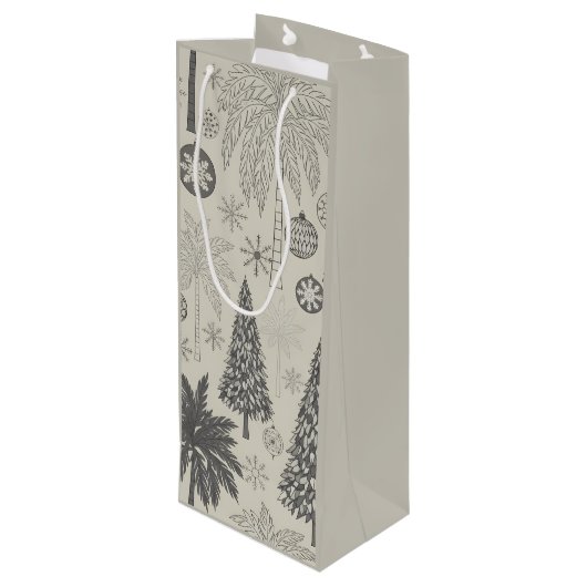 Elegant Winter Snowflake Monochromatic Christmas Geschenktüte Für Weinflaschen (Rückseite Schrägansicht)